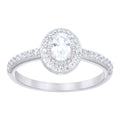 925 Sterling Silver Womens Oval Round Cubic-Zirconia Oval Head Engagement Ring Size 7