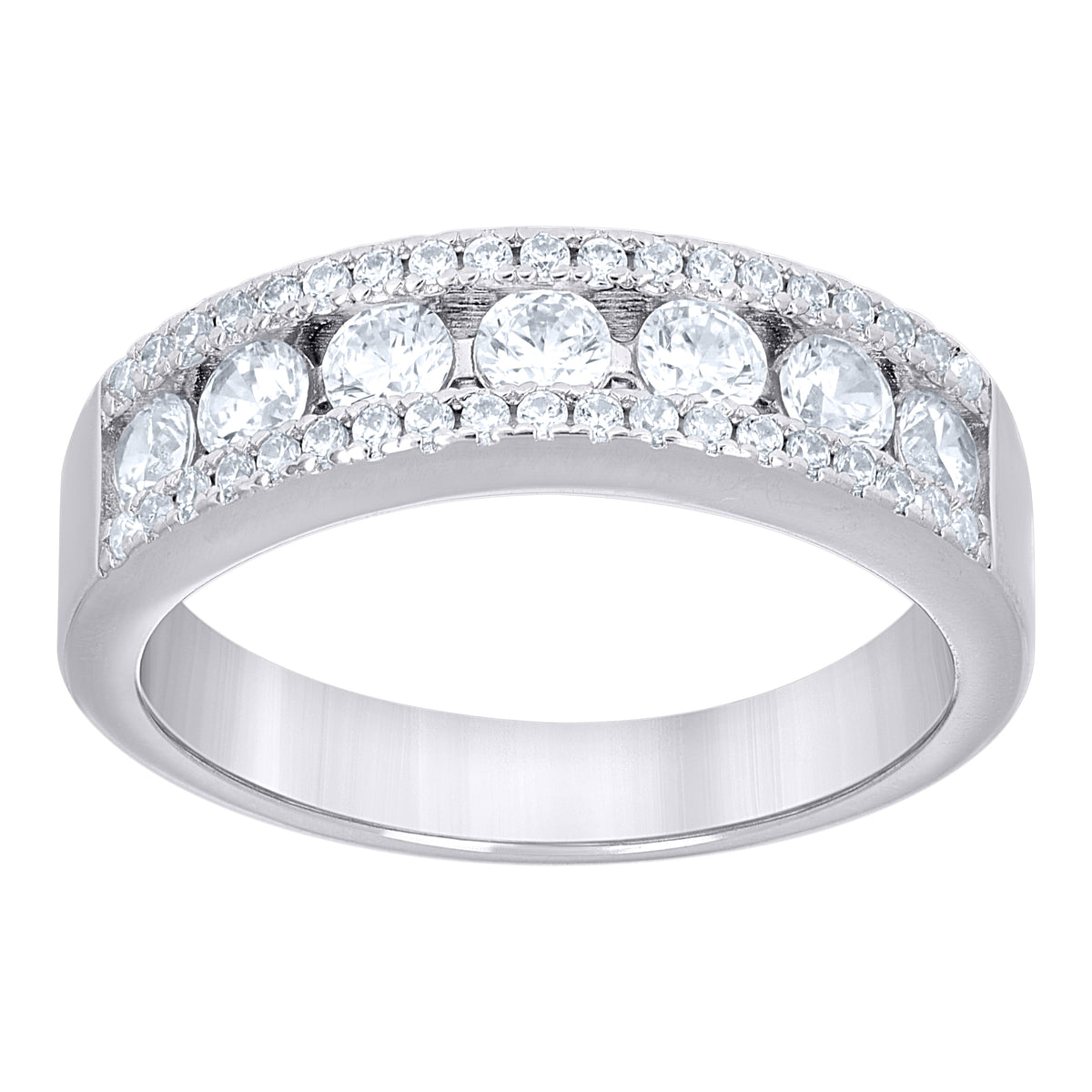 925 Sterling Silver Womens Cubic-Zirconia Wedding Band Ring Size 10