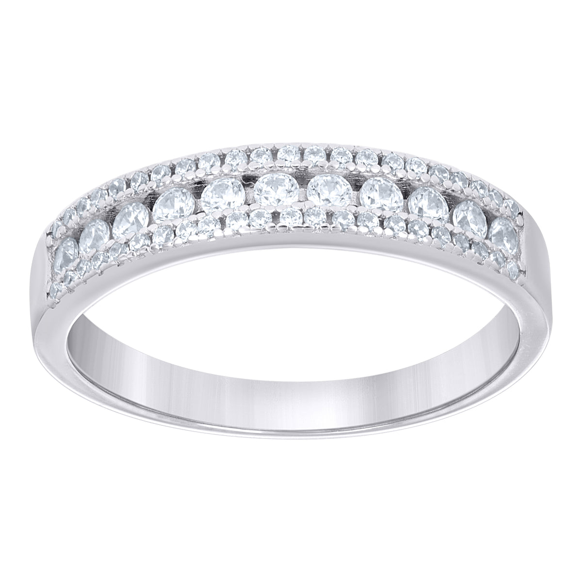 925 Sterling Silver Womens Cubic-Zirconia Wedding Band Ring Size 5