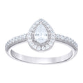 925 Sterling Silver Womens Pear Round Cubic-Zirconia Teardrop Engagement Ring Size 7