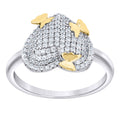 925 Sterling Silver Yellow-Tone Womens Cubic-Zirconia Butterflies Heart Ring Size 8