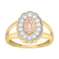 10K Tri-Color Gold Women Cubic-Zirconia Guadalupe Religious Ring