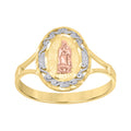 10K Tri-Color Gold Women Guadalupe Religious Ring