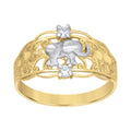 10K Two-tone Gold Women Cubic-Zirconia Baby Elephant Good Luck Ring