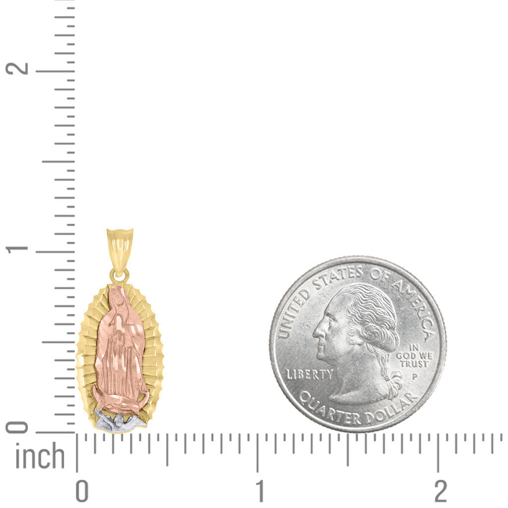 10K Tri-Color Gold Unisex Guadalupe Religious Charm Pendant