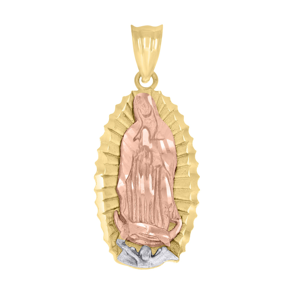 10K Tri-Color Gold Unisex Guadalupe Religious Charm Pendant