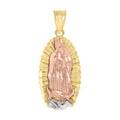 10K Tri-Color Gold Unisex Guadalupe Religious Charm Pendant