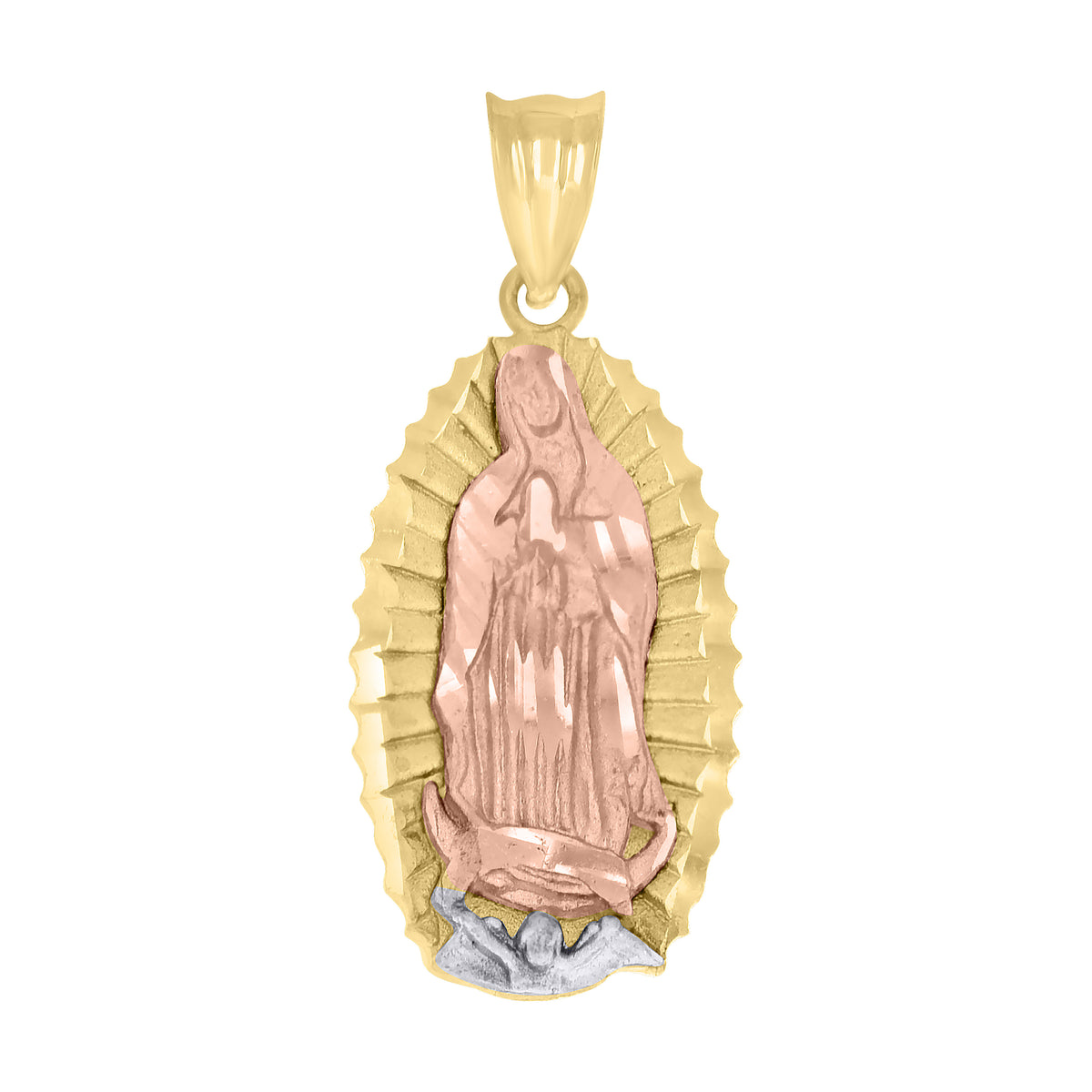 10K Tri-Color Gold Unisex Guadalupe Religious Charm Pendant