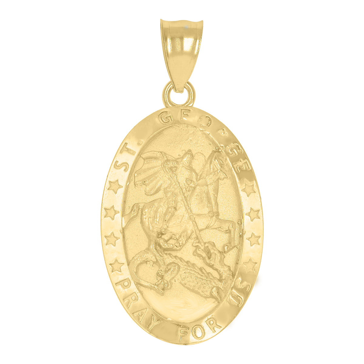 10K Yellow Gold Unisex St. George Pray For Us Religious Charm Pendant
