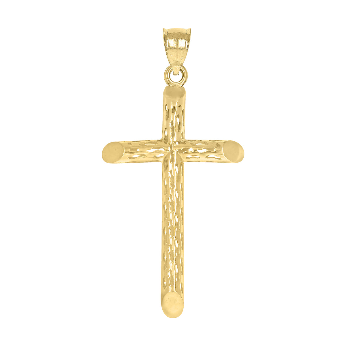 10K Yellow Gold Unisex Filigree Cross Religious Charm Pendant