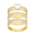 10K Yellow Gold His & Her Cubic-Zirconia Trio Ring Set