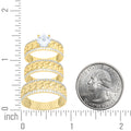 10K Yellow Gold His & Her Cubic-Zirconia Cuban Link Trio Ring Set