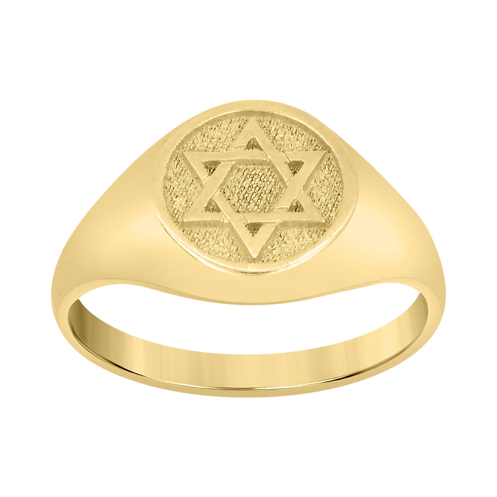 10K Yellow Gold Mens Star Of David Symbol Religious Ring