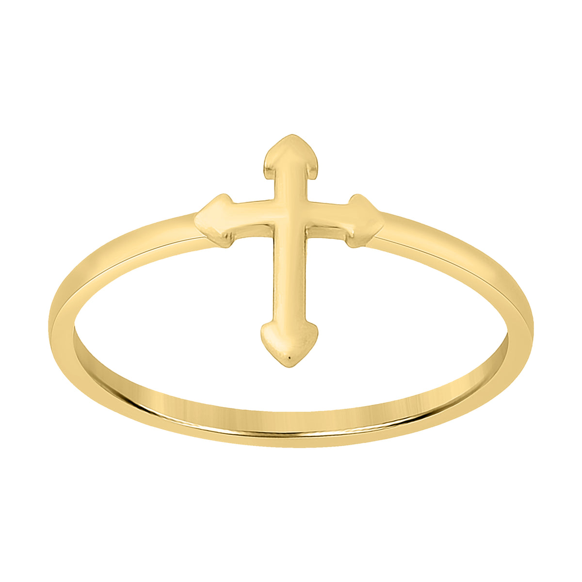 10K Yellow Gold Womens Cross Religious Ring