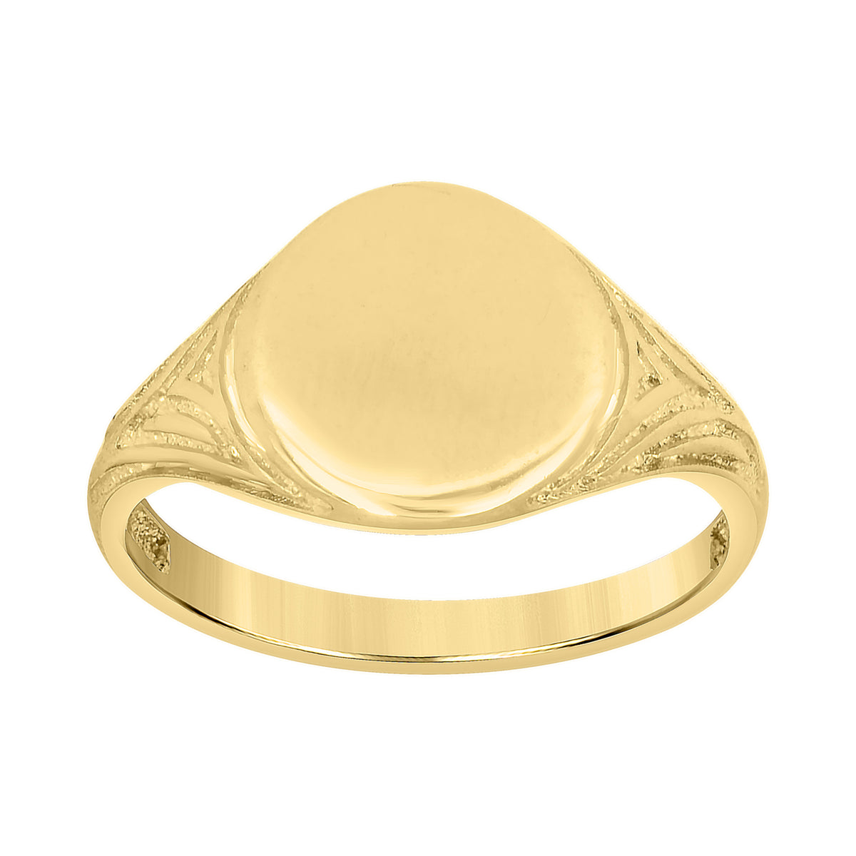 10K Yellow Gold Womens Round Head Signet Ring