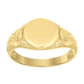 10K Yellow Gold Womens Round Head Signet Ring