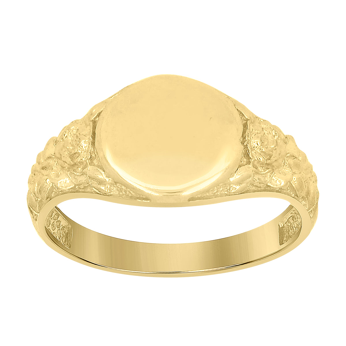 10K Yellow Gold Womens Round Head Signet Ring