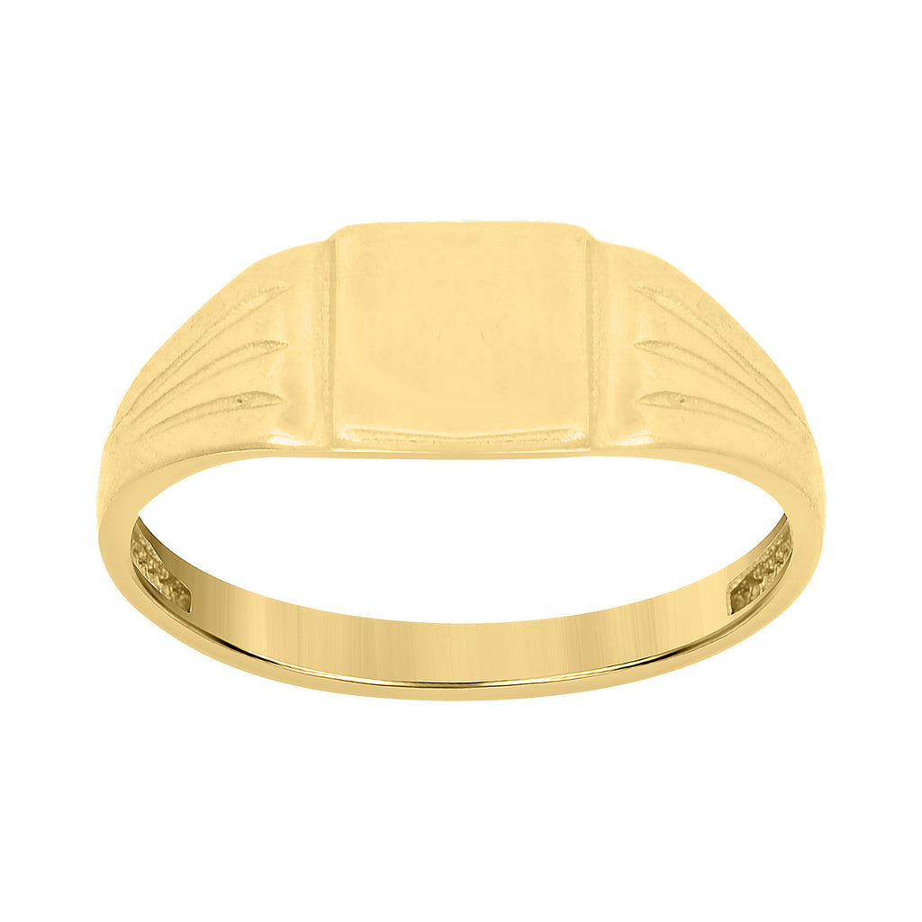 10K Yellow Gold Mens Square Head Signet Ring