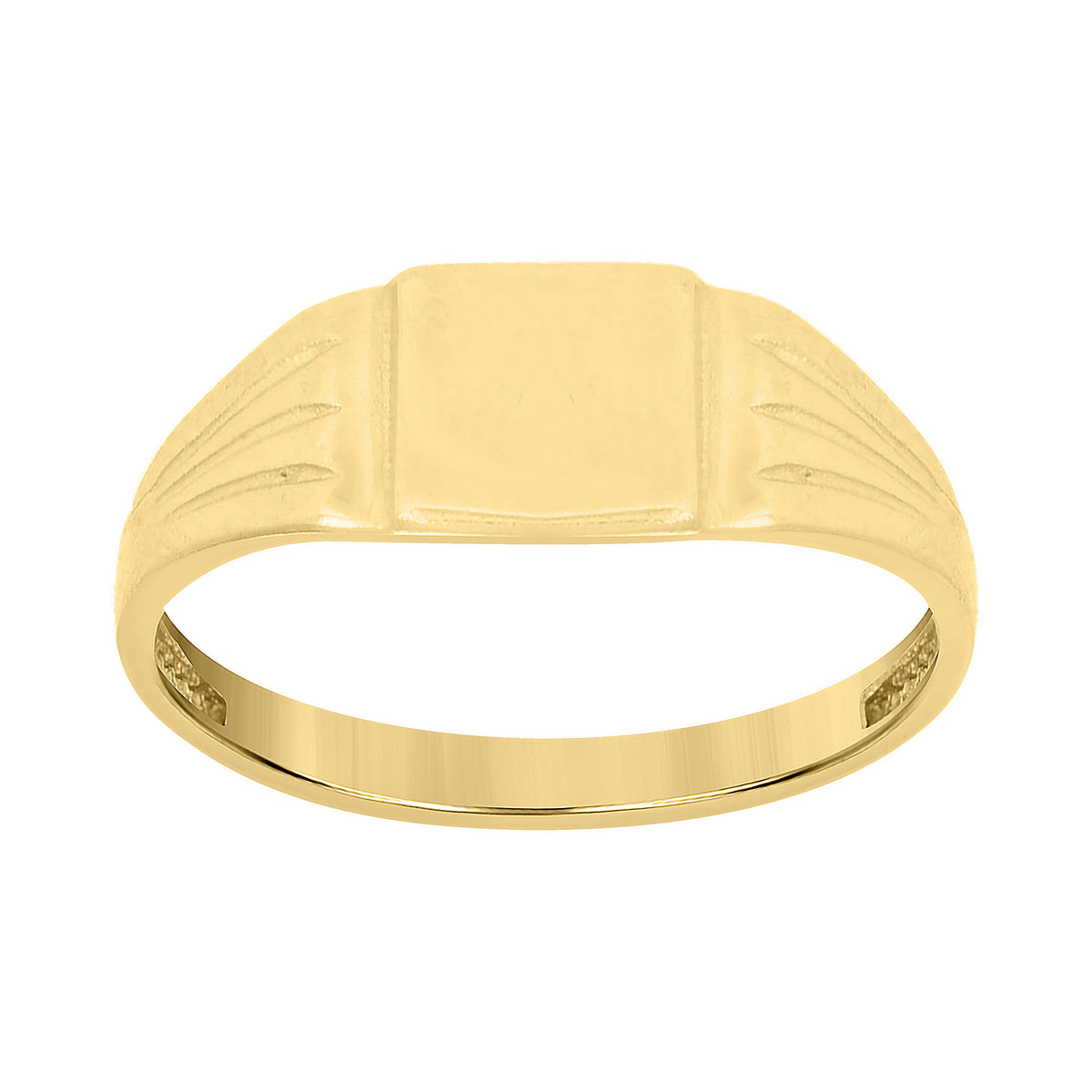 10K Yellow Gold Mens Square Head Signet Ring