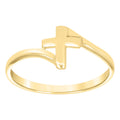 10K Yellow Gold Women Cross Religious Ring