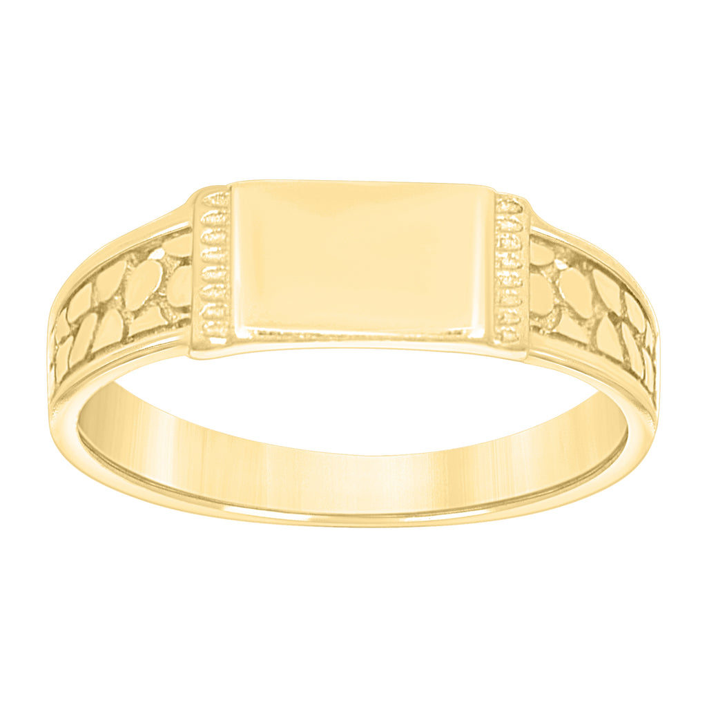 10K Yellow Gold Women Nugget Signet Ring