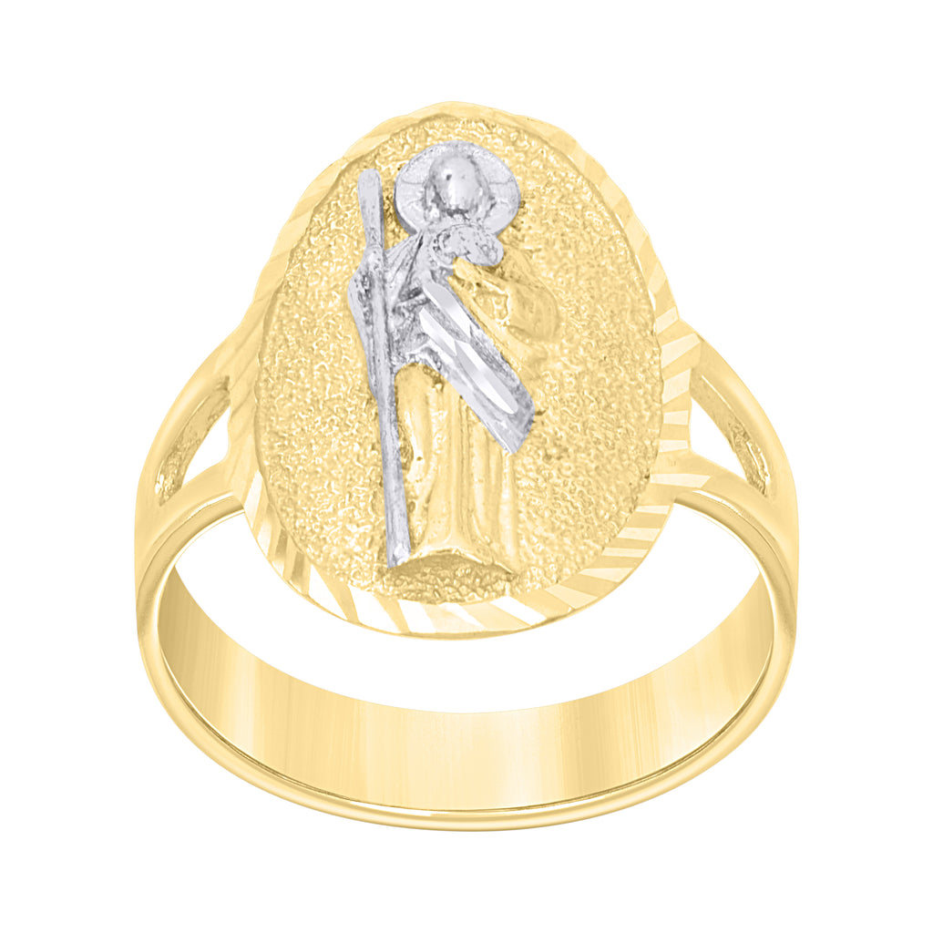 10K Two-tone Gold Women St. Jude Religious Ring