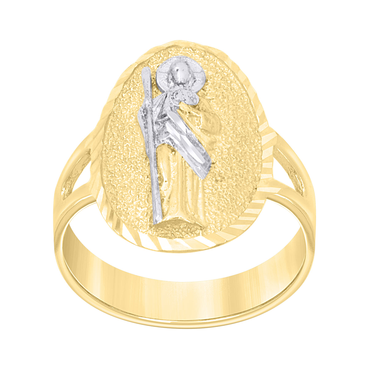 10K Two-tone Gold Women St. Jude Religious Ring