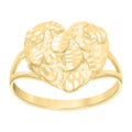 10K Yellow Gold Womens Diamond-Cut Nugget Heart Ring