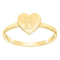 10K Yellow Gold Womens Heart Initial Alphabet B Ring