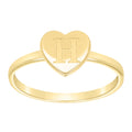 10K Yellow Gold Womens Heart Initial Alphabet H Ring