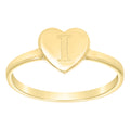 10K Yellow Gold Womens Heart Initial Alphabet I Ring