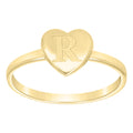 10K Yellow Gold Womens Heart Initial Alphabet R Ring