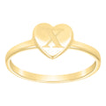 10K Yellow Gold Womens Heart Initial Alphabet X Ring