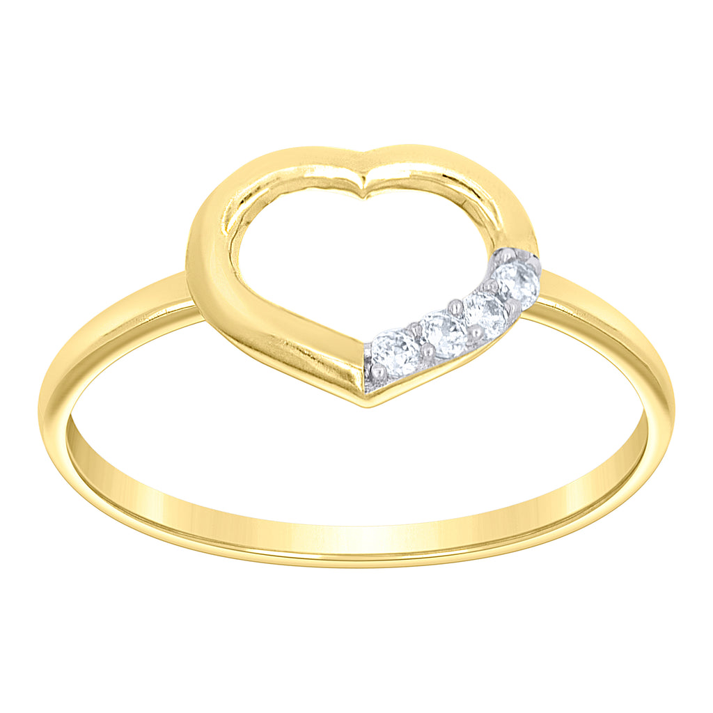 10K Two-tone Gold Women Cubic-Zirconia Heart Ring