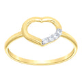 10K Two-tone Gold Women Cubic-Zirconia Heart Ring