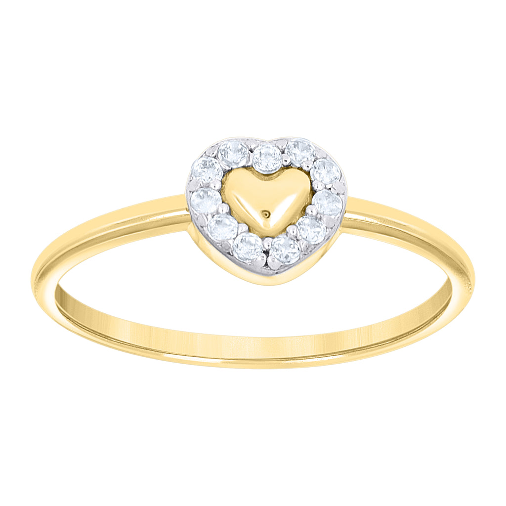 10K Two-tone Gold Women Cubic-Zirconia Heart Ring