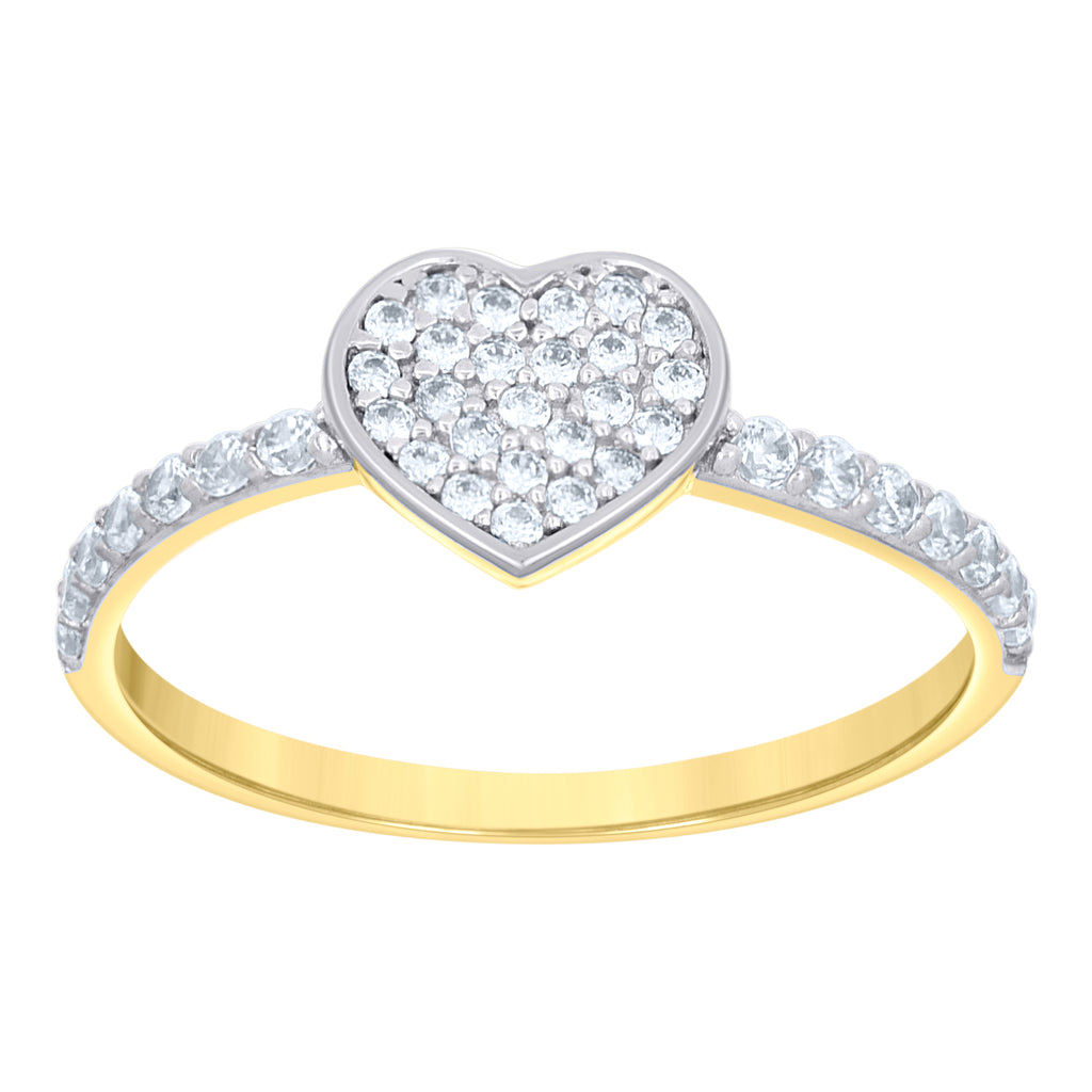 10K Two-tone Gold Women Cubic-Zirconia Heart Ring