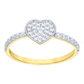 10K Two-tone Gold Women Cubic-Zirconia Heart Ring