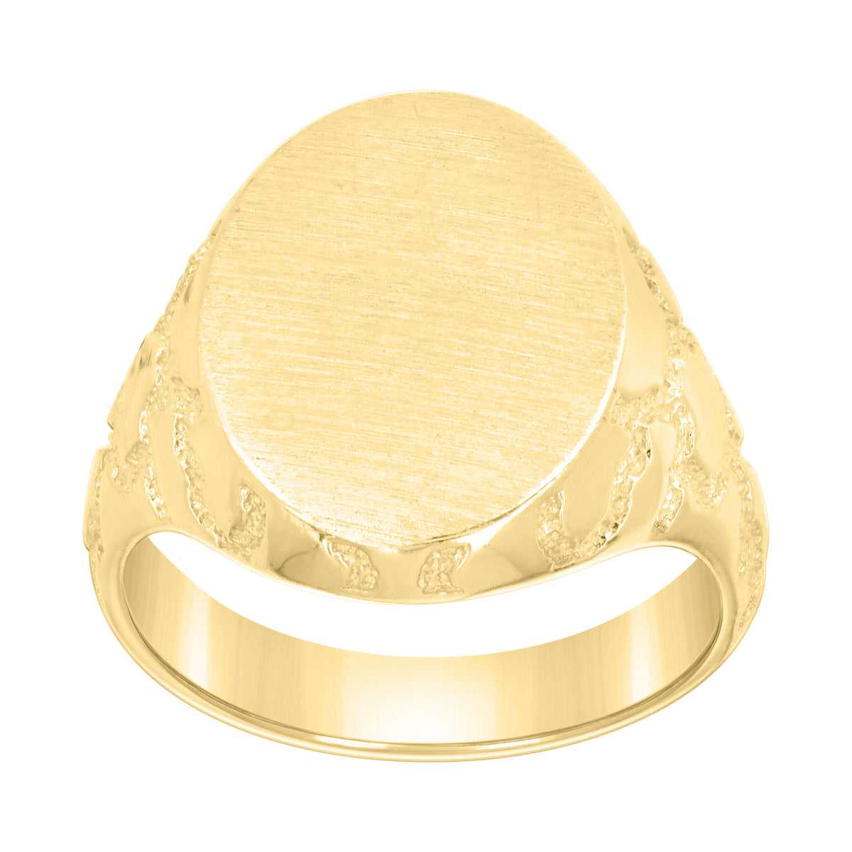 10K Yellow Gold Mens Oval Head Signet Ring