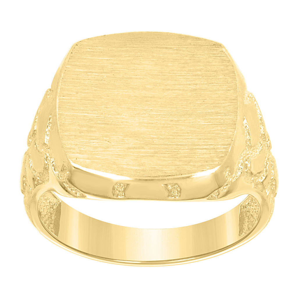 10K Yellow Gold Mens Square Head Signet Ring