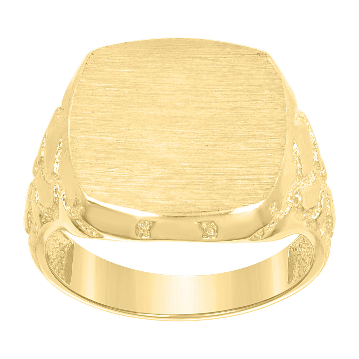 10K Yellow Gold Mens Square Head Signet Ring