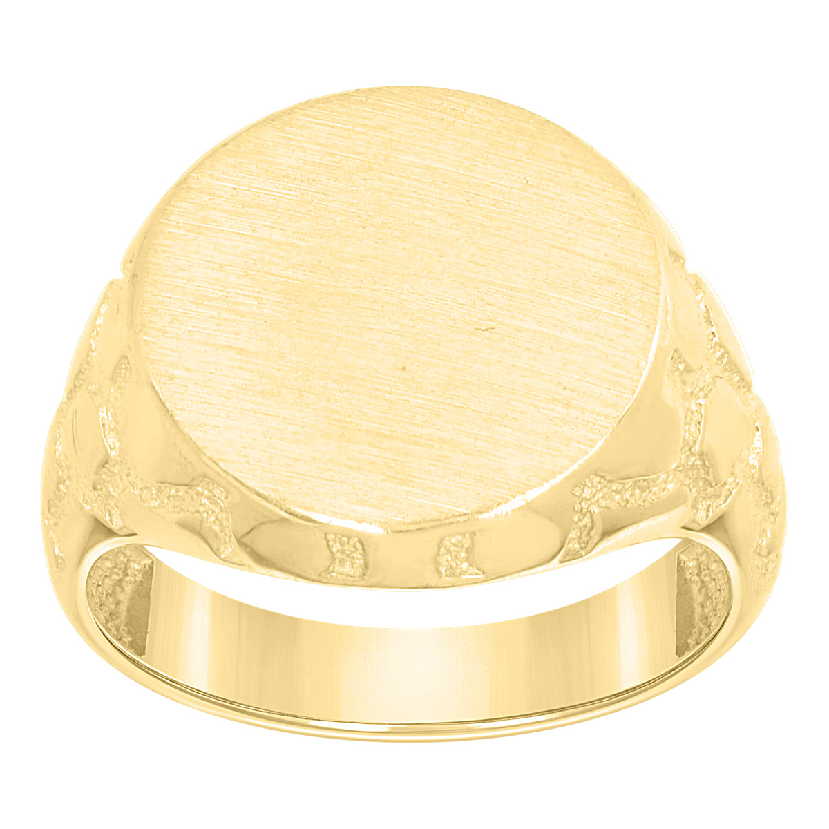 10K Yellow Gold Mens Round Head Signet Ring