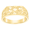 10K Yellow Gold Mens Diamond-Cut Square Head Nugget Fashion Ring