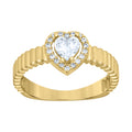 10K Yellow Gold Womens Round Heart Cubic-Zirconia Heart Birthstone Ring