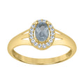10K Yellow Gold Womens Round Oval White Aquamarine Cubic-Zirconia Oval Birthstone Ring