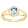 10K Yellow Gold Womens White Blue Cubic-Zirconia Fashion Birthstone Ring