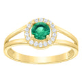 10K Yellow Gold Womens White Green Cubic-Zirconia Fashion Birthstone Ring