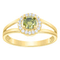 10K Yellow Gold Womens White Green Cubic-Zirconia Fashion Birthstone Ring