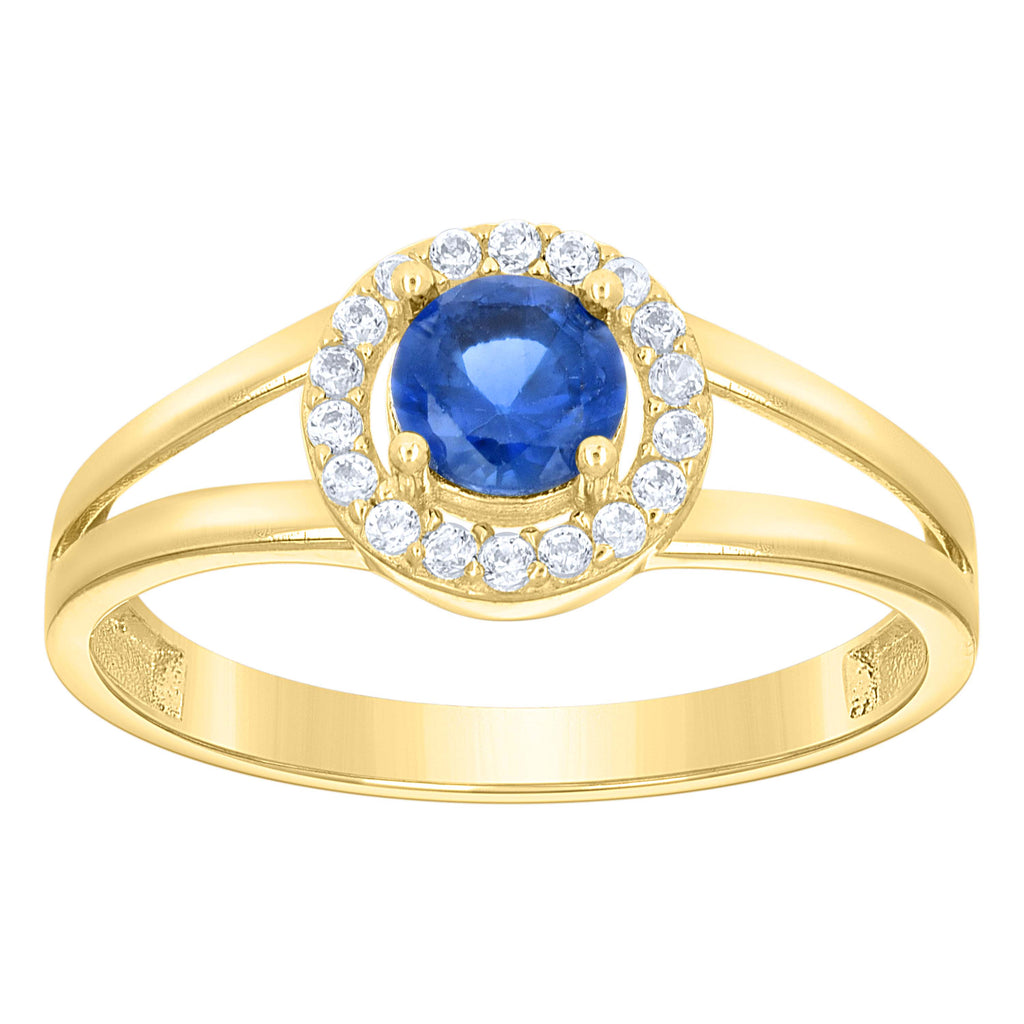 10K Yellow Gold Womens White Blue Cubic-Zirconia Fashion Birthstone Ring