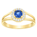 10K Yellow Gold Womens White Blue Cubic-Zirconia Fashion Birthstone Ring